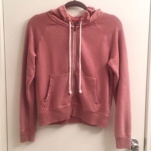 Aerie Cropped Blush Zip-Up Hoodie